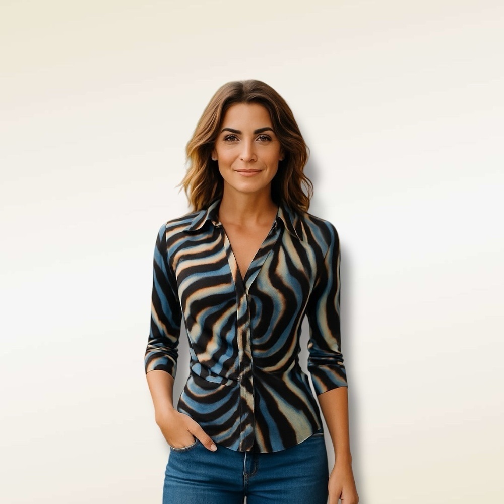 Laura Max animal print zebra Top Blouse